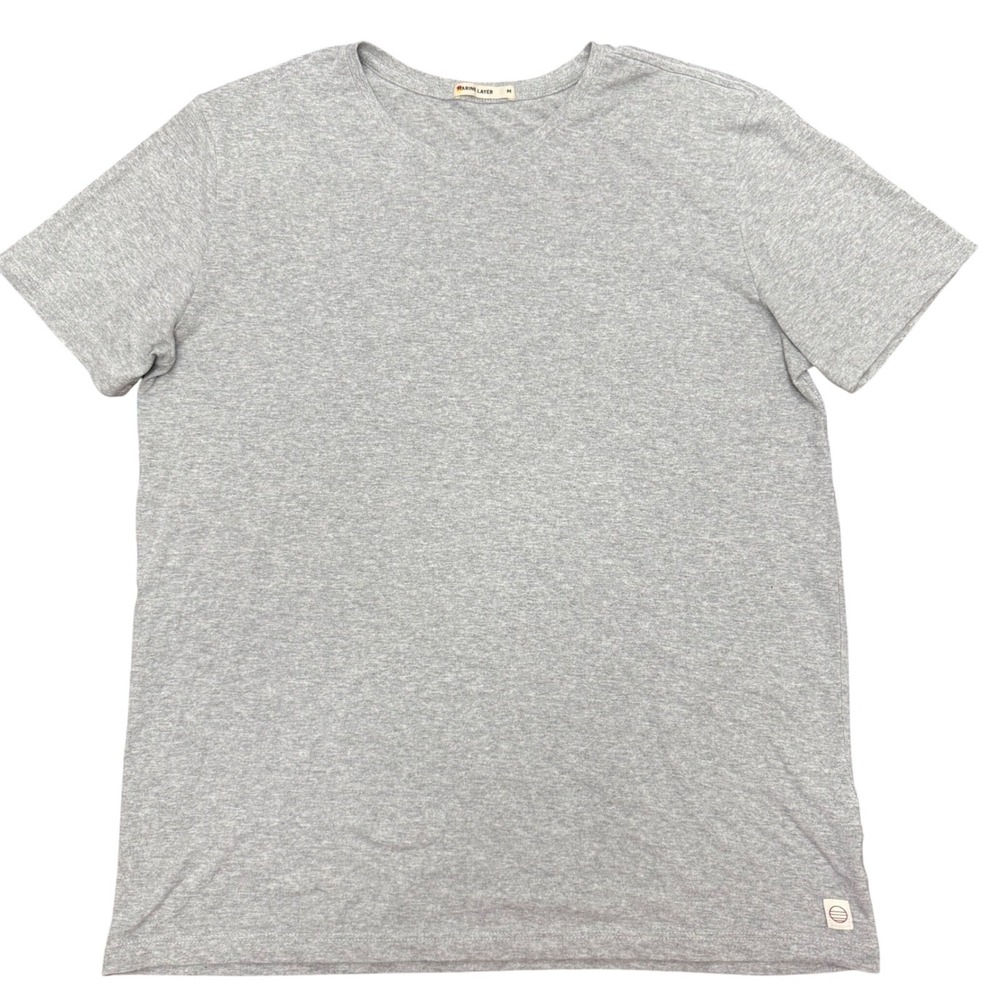 Marine Layer Re-Spun Signature Crew Tee Mens M Grey Short Sleeve Shirt 15028 USA